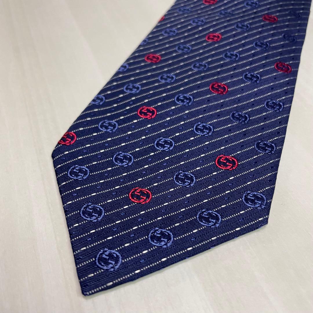GUCCI☆グッチ☆ネクタイ☆未使用品☆GG柄☆ネイビー☆イタリア製