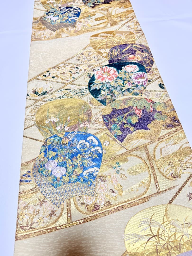 高級 袋帯 正絹 六通柄 美しいキモノ掲載品 ゴールド 訪問着 留袖 色無地
