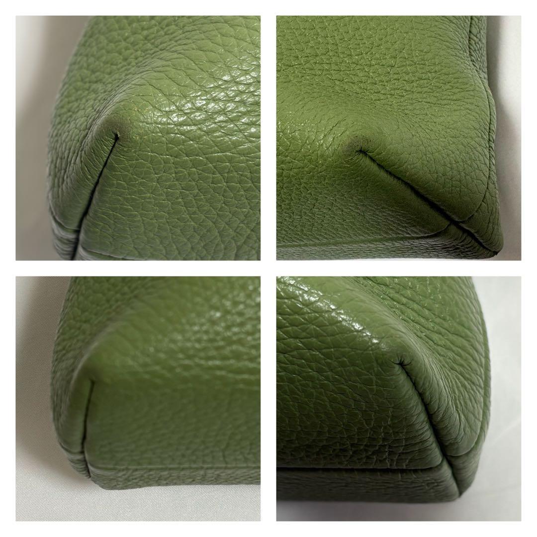 ヒロフ ミニマ 鹿革 ショルダーバック ロゴ 2way ライトグリーン 定12万