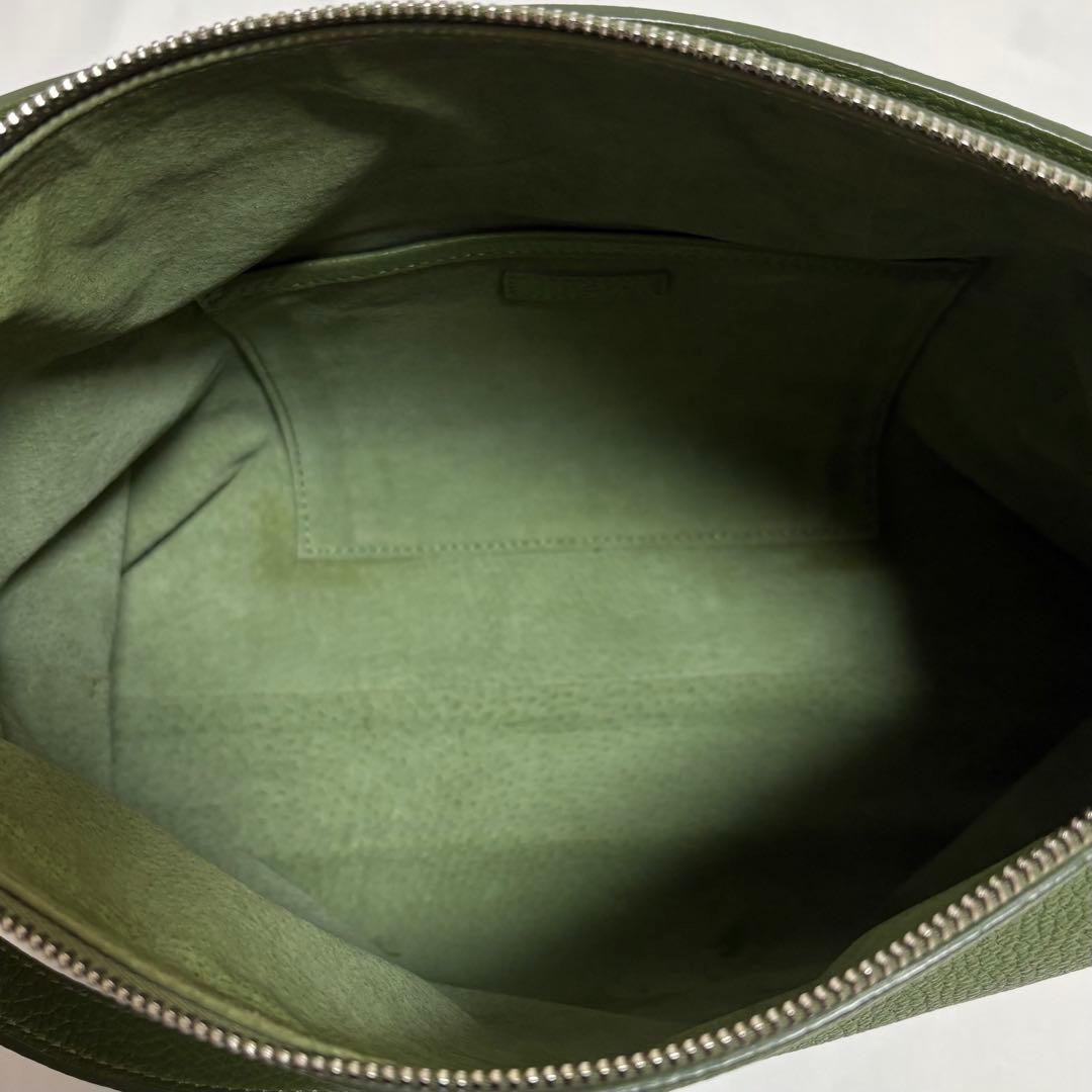 ヒロフ ミニマ 鹿革 ショルダーバック ロゴ 2way ライトグリーン 定12万