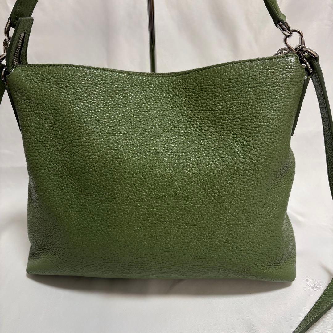 ヒロフ ミニマ 鹿革 ショルダーバック ロゴ 2way ライトグリーン 定12万