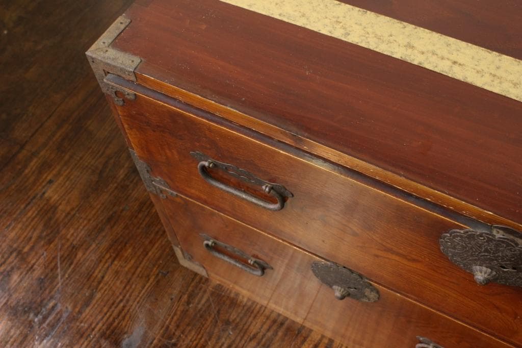 欅材！庄内箪笥・4杯！ 時代箪笥和家具古道具古家具古民藝和モダンローボード古布