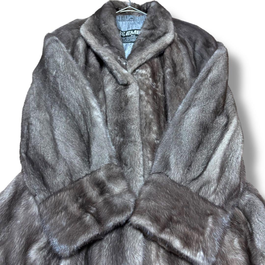 美品/EMBA/ブルーアイリス/ミンクファー/セミロングコート/15号