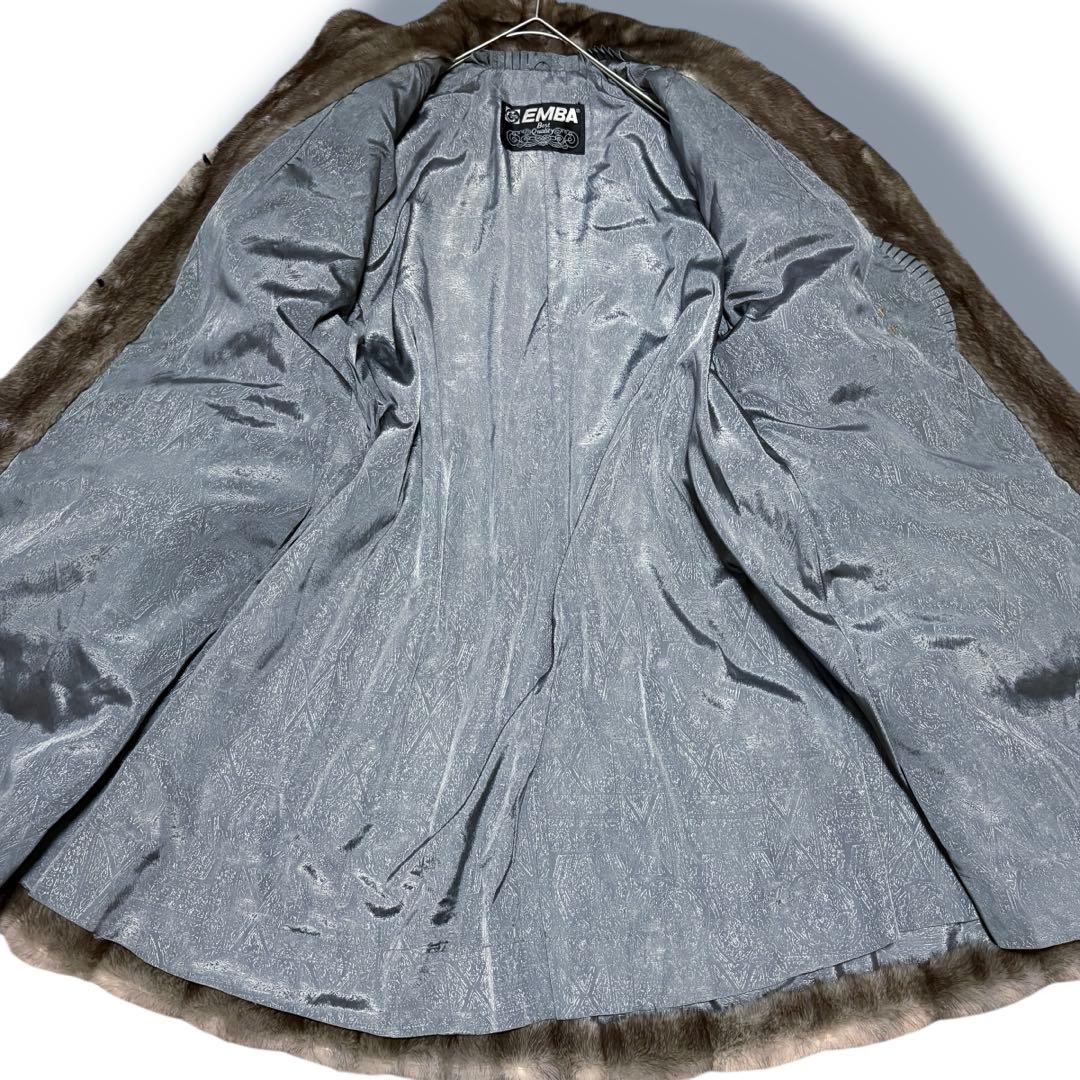 美品/EMBA/ブルーアイリス/ミンクファー/セミロングコート/15号
