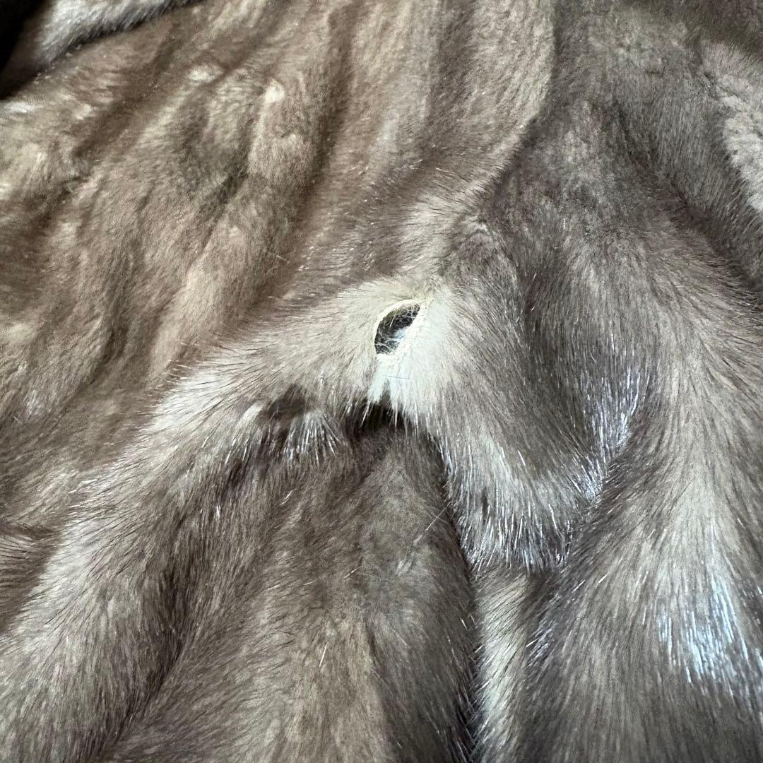 美品/EMBA/ブルーアイリス/ミンクファー/セミロングコート/15号