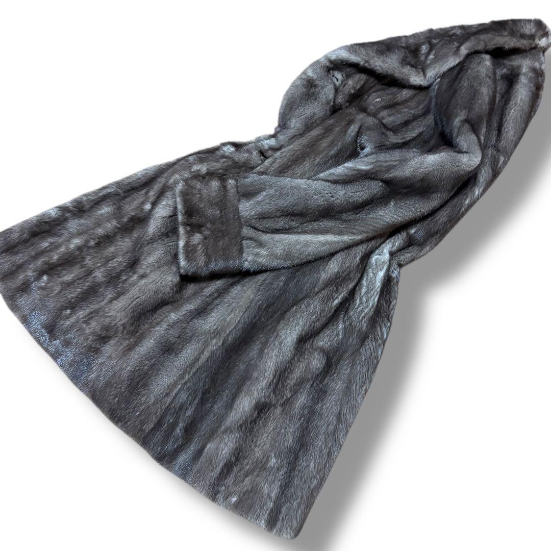 美品/EMBA/ブルーアイリス/ミンクファー/セミロングコート/15号