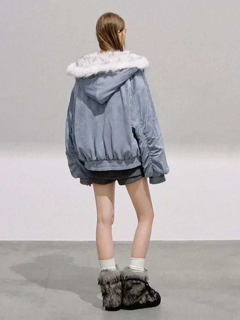 【完売サイズ】Ria（リア） リバーシブル ファー ブルーアウター Lサイズ