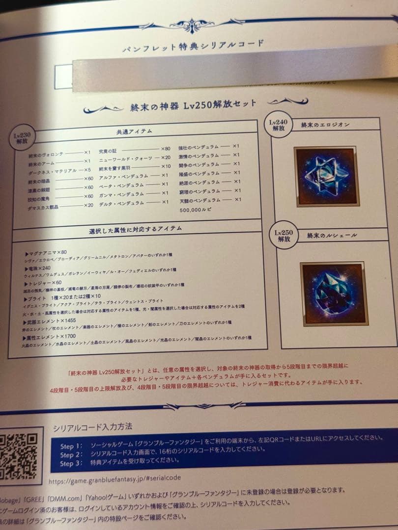 グラブルフェス2025 終末の神器 Lv250 シリアルコード付き パンフレット