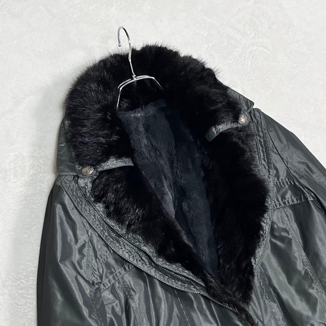 ミンク×レッキスファー トレンチコート メタル釦 ベルト ライナー脱着可