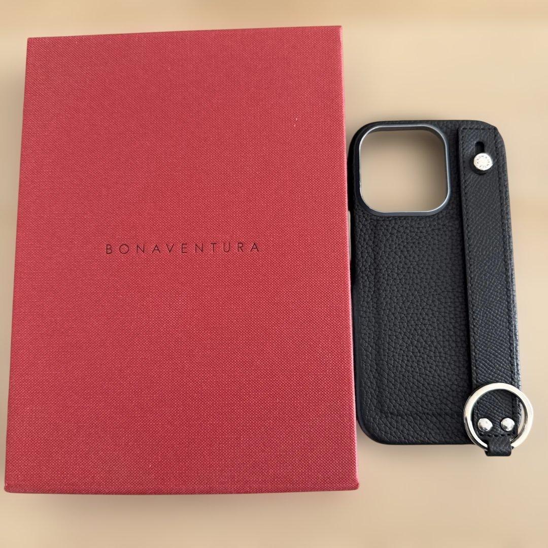 BONAVENTURA ブラック iPhone16proケース ストラップ付き