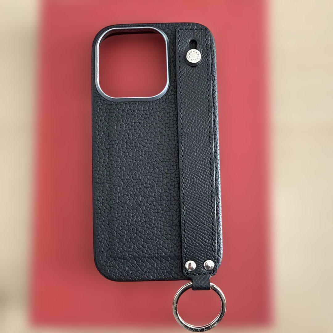 BONAVENTURA ブラック iPhone16proケース ストラップ付き