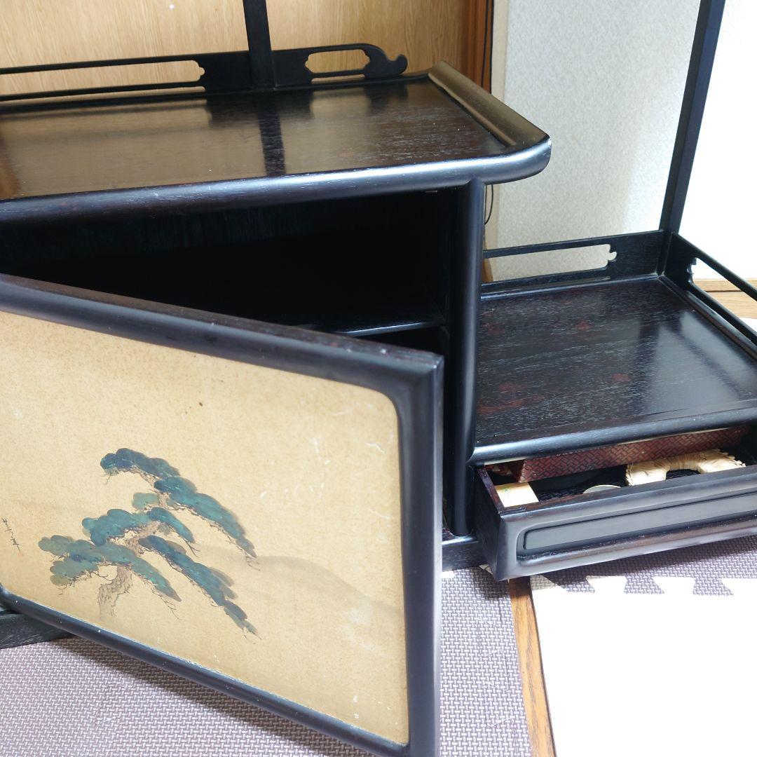 大正〜昭和初期　茶箪笥　小箪笥　古箪笥　飾り棚　美品　襖絵当時物