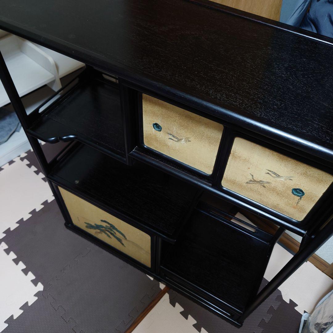 大正〜昭和初期　茶箪笥　小箪笥　古箪笥　飾り棚　美品　襖絵当時物