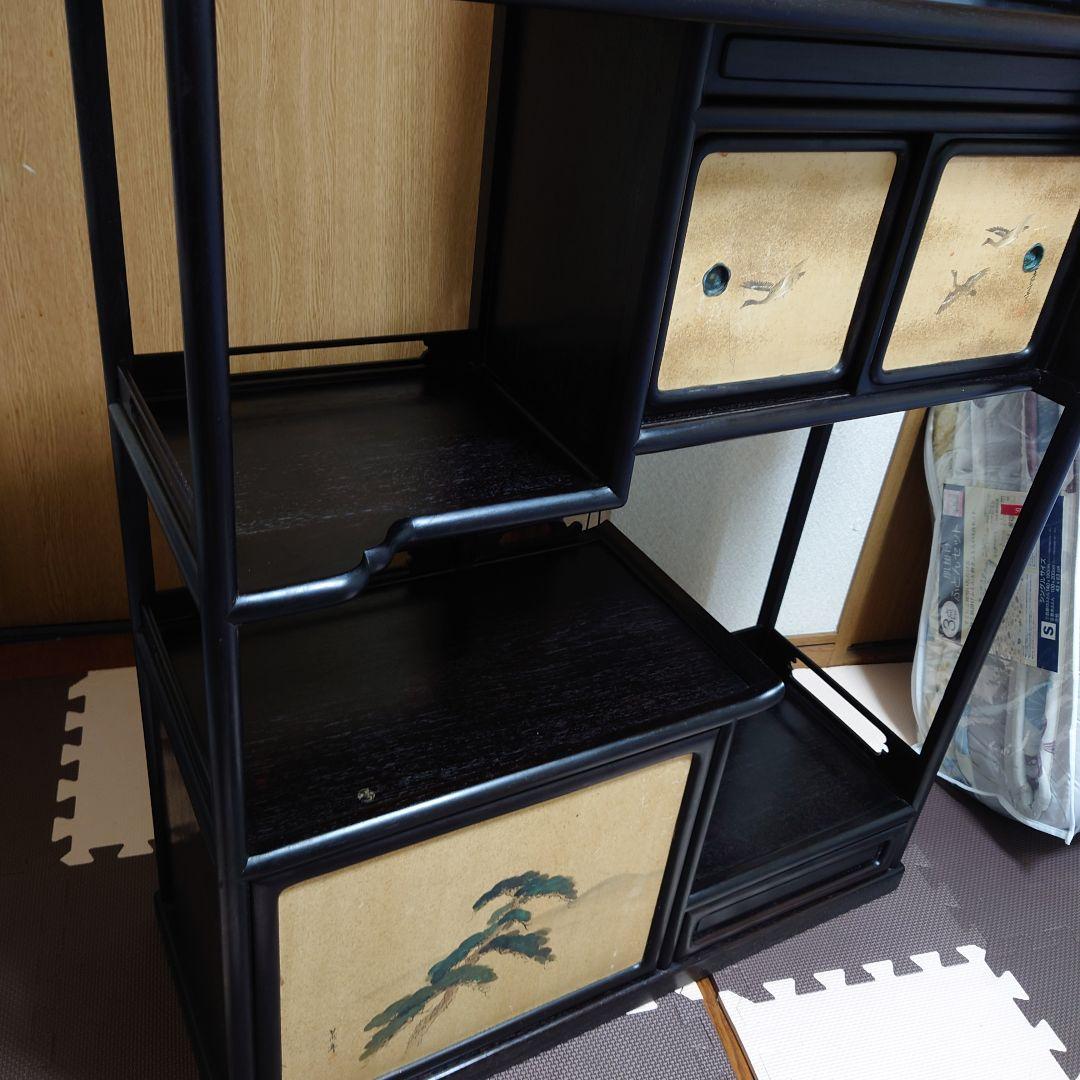 大正〜昭和初期　茶箪笥　小箪笥　古箪笥　飾り棚　美品　襖絵当時物