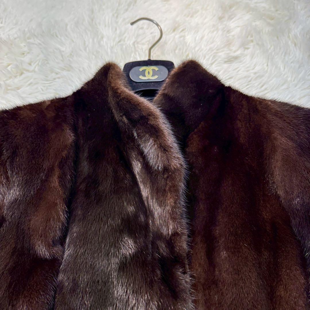 極美品✨ サガミンク 銀タグ ミンク ファーコート 毛皮 ダークブラウン 13号
