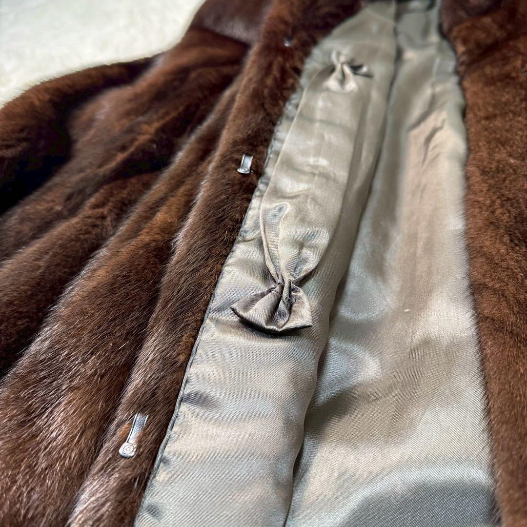 極美品✨ サガミンク 銀タグ ミンク ファーコート 毛皮 ダークブラウン 13号