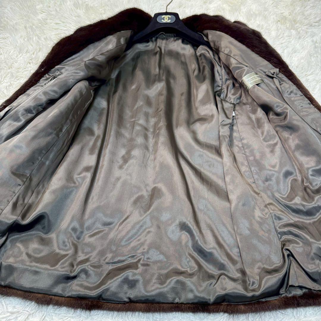 極美品✨ サガミンク 銀タグ ミンク ファーコート 毛皮 ダークブラウン 13号