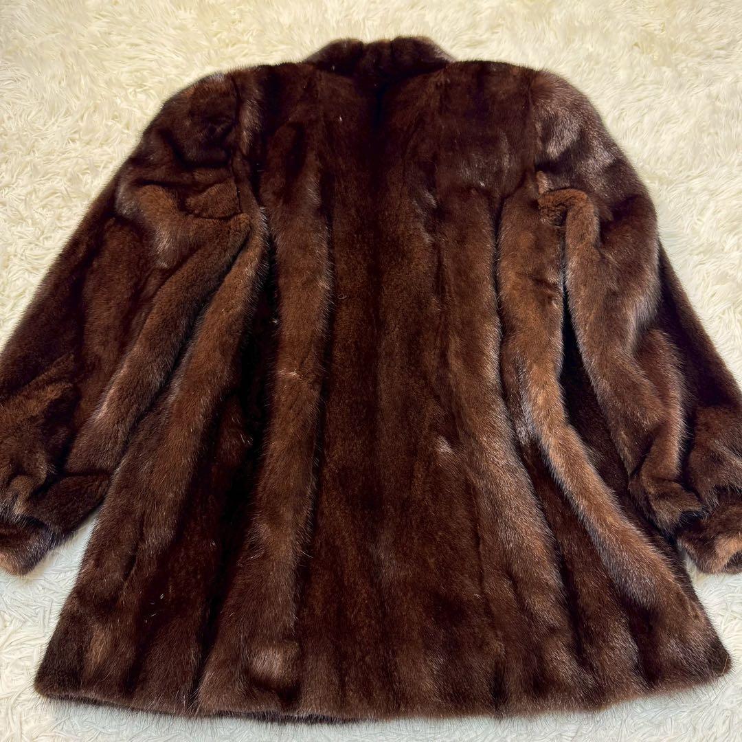 極美品✨ サガミンク 銀タグ ミンク ファーコート 毛皮 ダークブラウン 13号