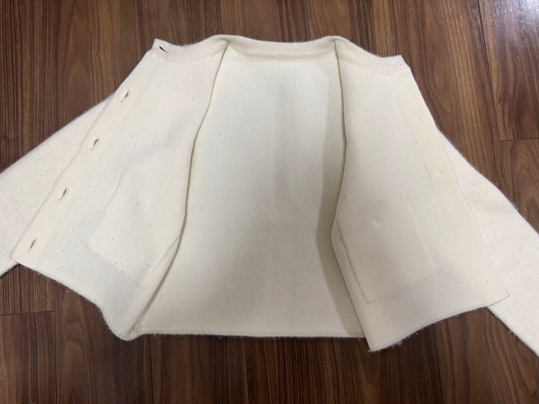 anuans 2025 カシミヤブレンドノーカラーニットジャケット