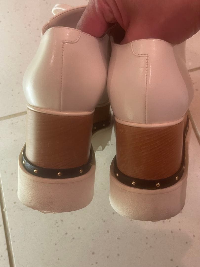 ステラマッカートニーホワイト 厚底レースアップシューズ