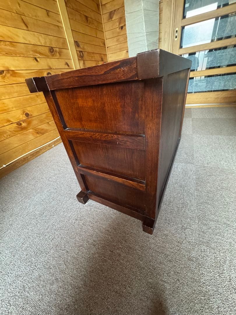 銘木アンティーク調木製タンス 9引き出し