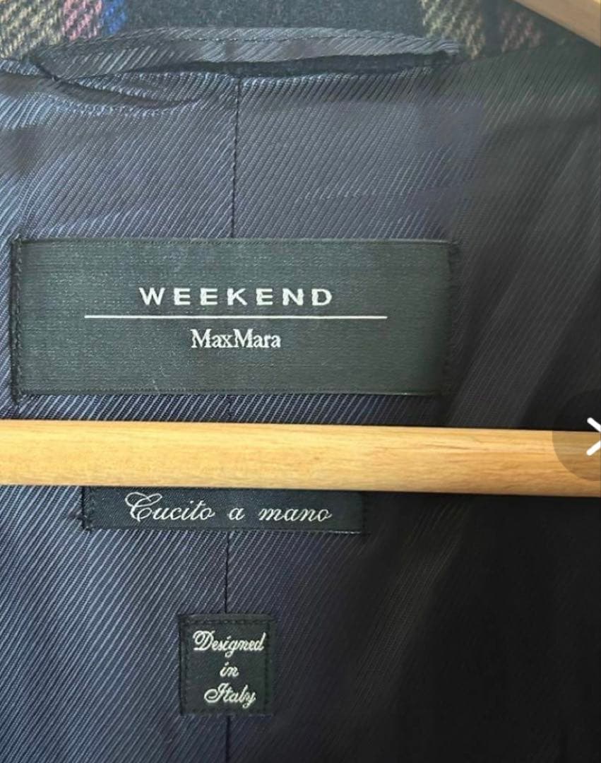 【新品同様】MAXMARAクチートアマーノチェック柄ステンカラーコート42