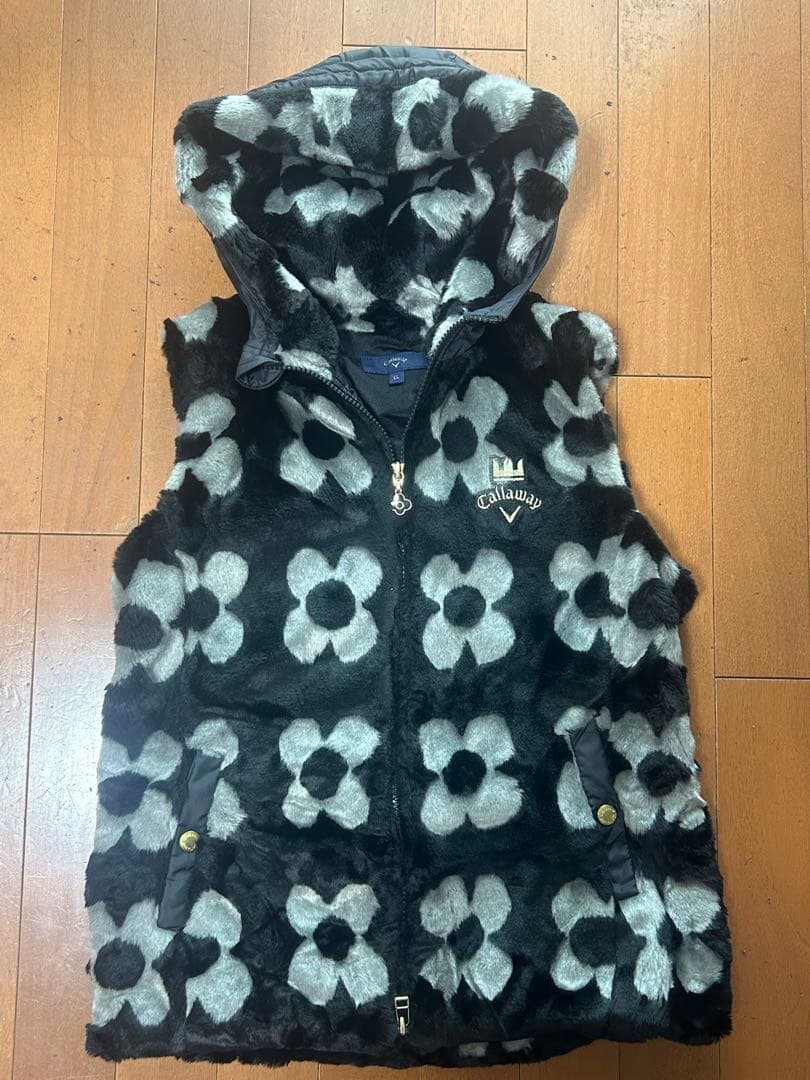 美品　Callaway ボアベスト&スカート フード付き　セットアップ　LL