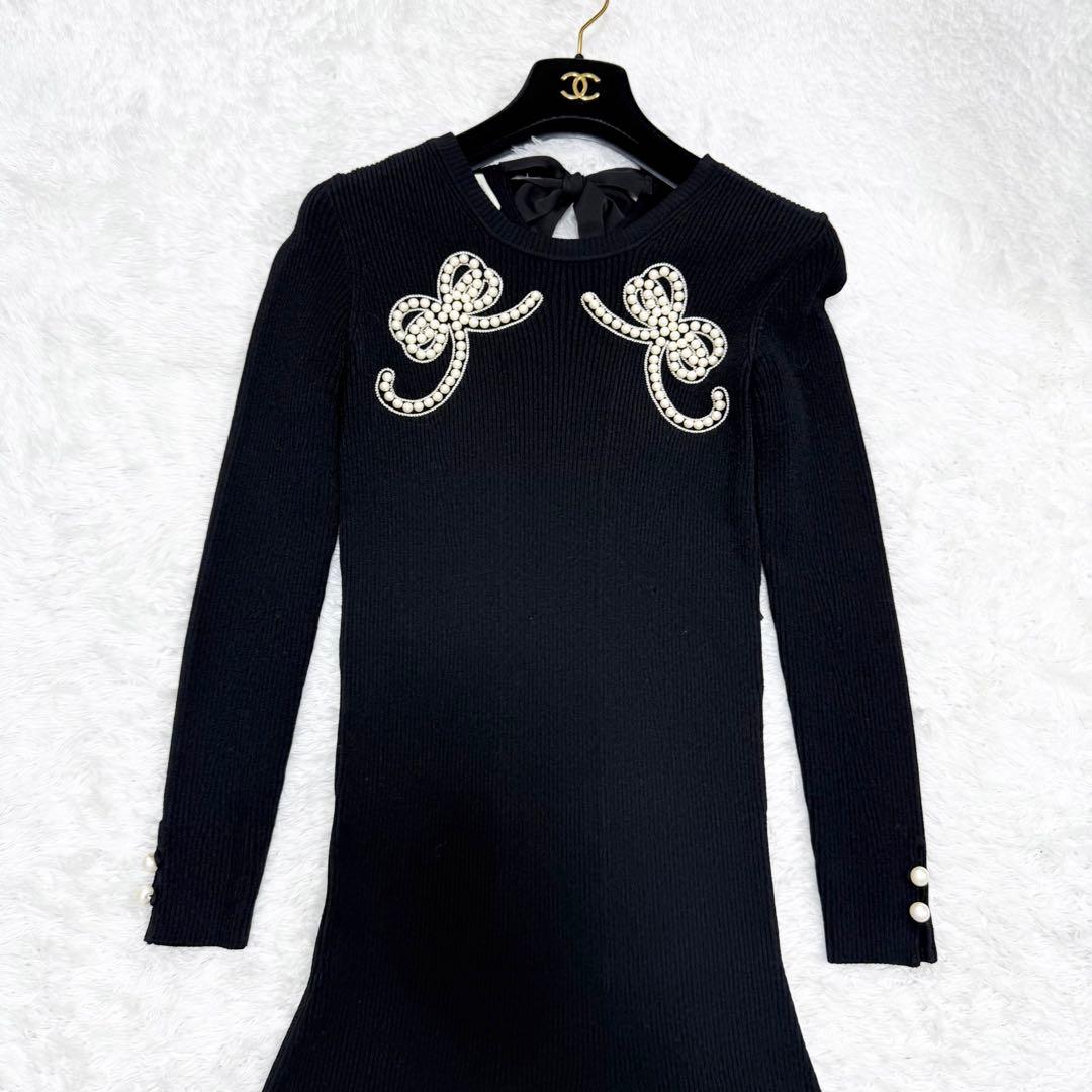 【極美品✨】フェンディ　ワンピース　現行タグ　ニット　パール　リボン　38