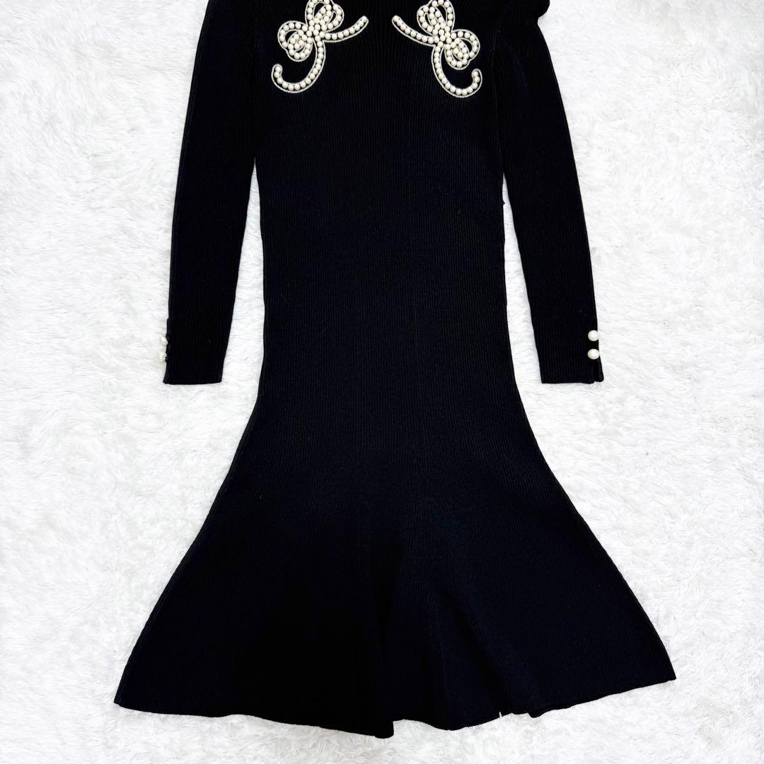 【極美品✨】フェンディ　ワンピース　現行タグ　ニット　パール　リボン　38