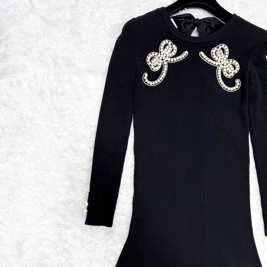 【極美品✨】フェンディ　ワンピース　現行タグ　ニット　パール　リボン　38