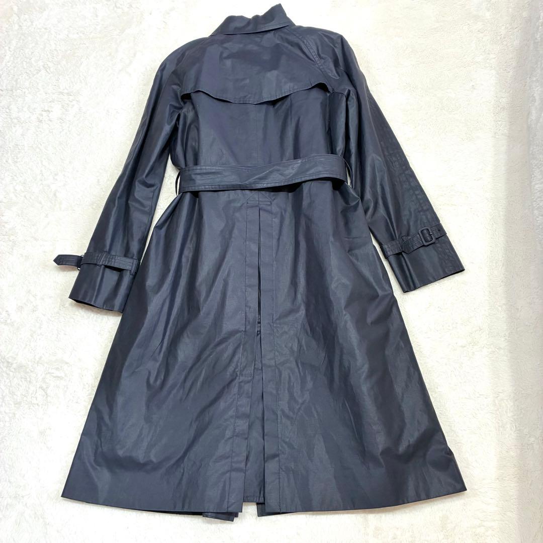 アマカ 万能トレンチコート ライナー ベルト付 光沢ネイビー 日本製 Lサイズ