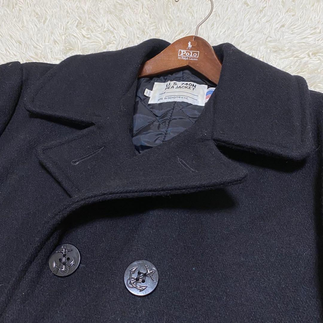 【極美品✨】Schott ピーコート USA製 U.S.740N 黒 40