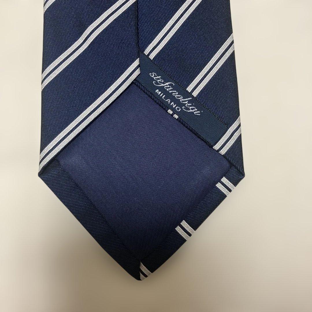 ステファノビジ ネクタイ ストライプ ネイビー × ホワイト