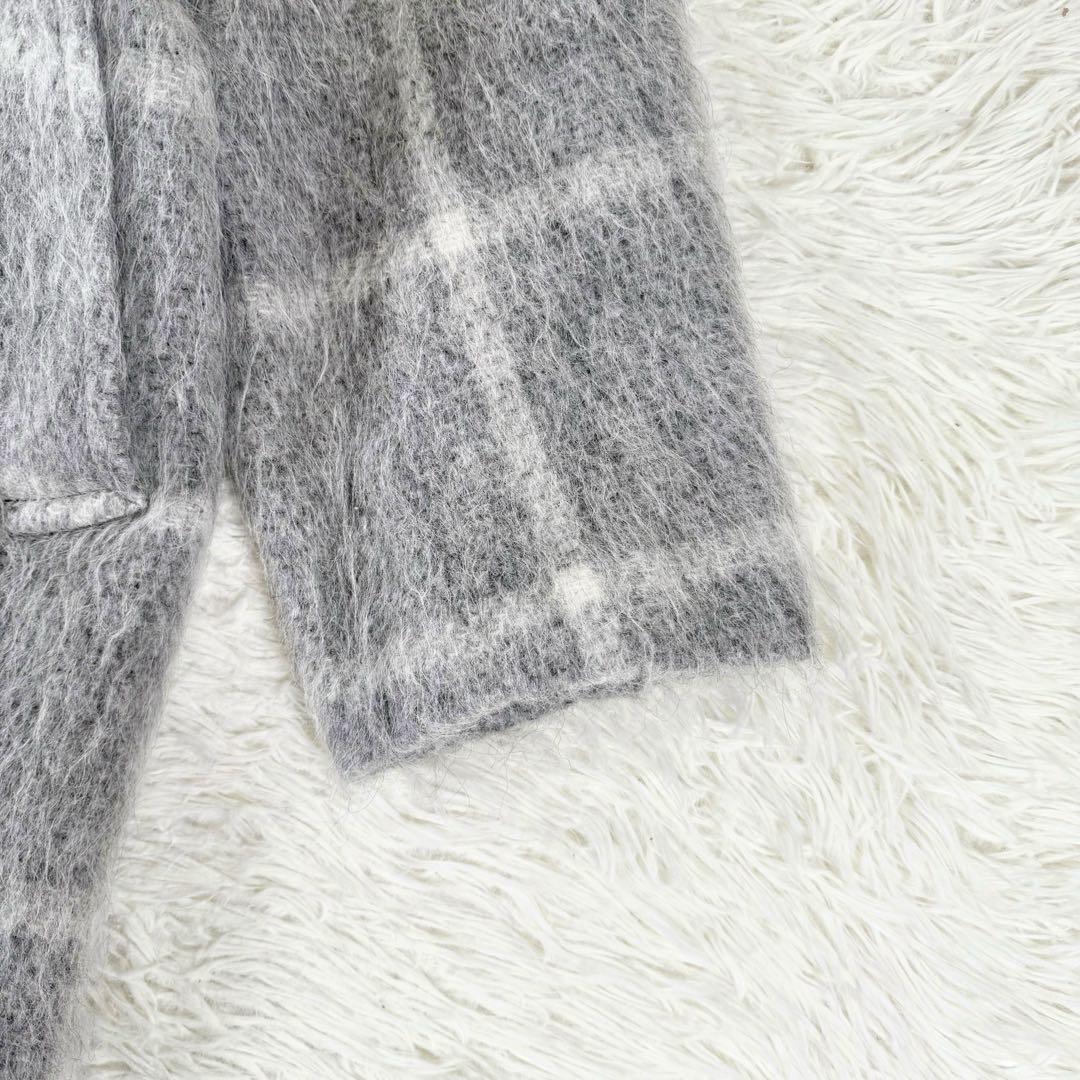 美品✨ 23区 マンテコ生地 シャギーチェック ダブルチェスターコート　グレー