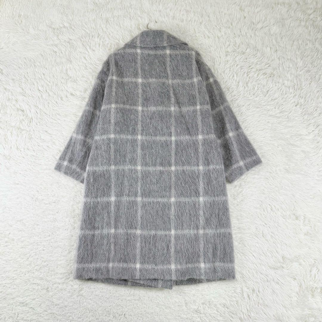 美品✨ 23区 マンテコ生地 シャギーチェック ダブルチェスターコート　グレー