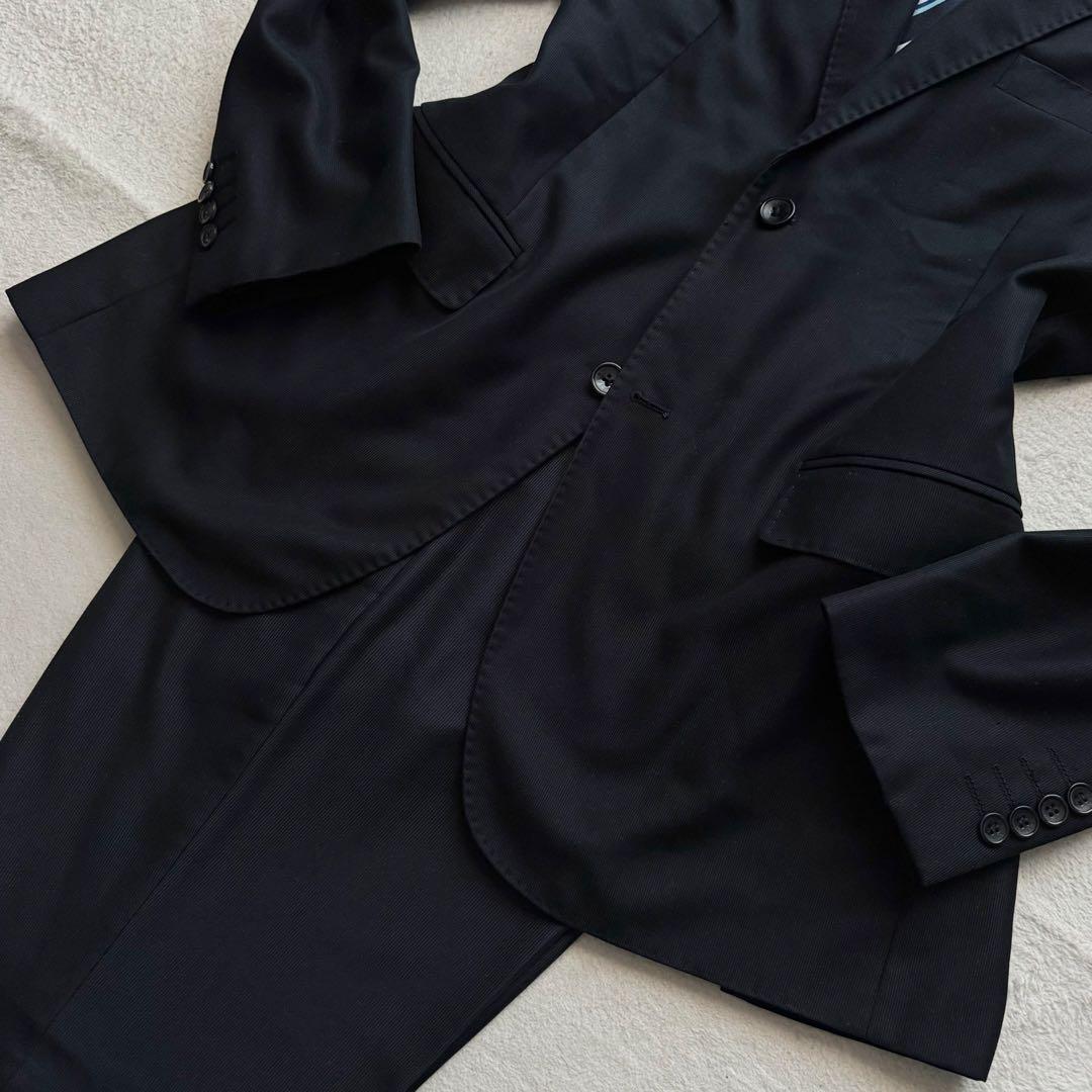 未使用級 ジョルジオアルマーニ スーツ セットアップ ネイビー シャドーロゴ
