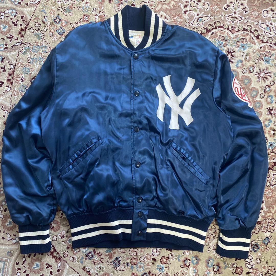 New York Yankees スタジャン ナイロンジャケット80s ネイビー
