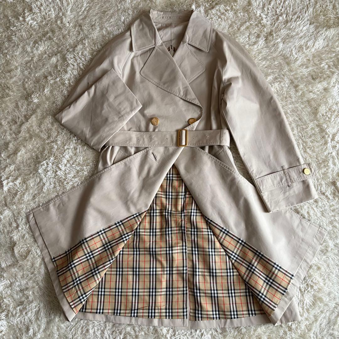 バーバリー トレンチコート 金ボタン ノバチェック ベルト M相当