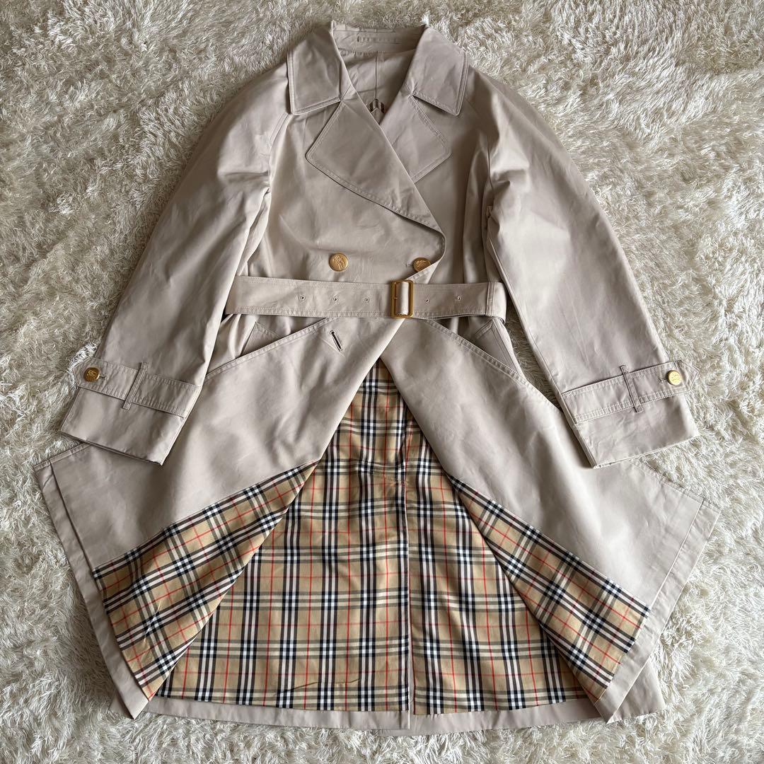 バーバリー トレンチコート 金ボタン ノバチェック ベルト M相当
