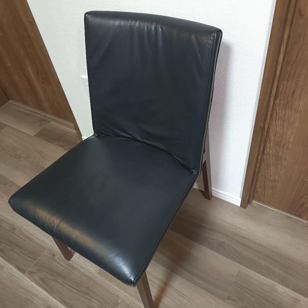 【ACTUSで購入】RELATEブラックレザーチェア　ウォルナット　残り1脚