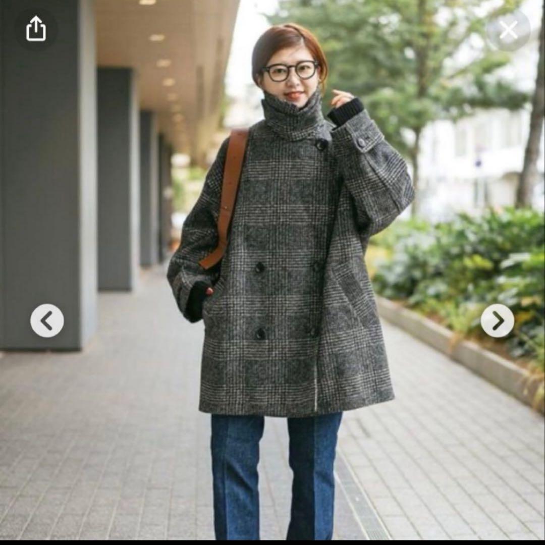 Spick &spanスライバーチェックハーフコート　ブラウン