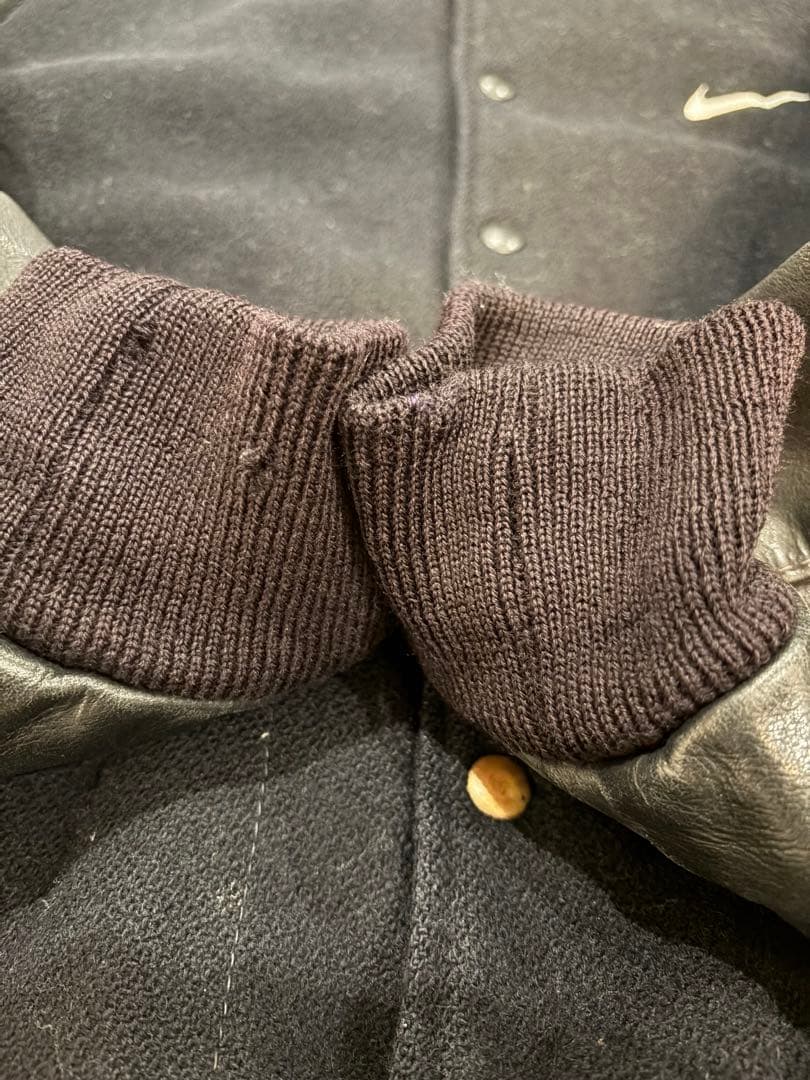 k*m様 希少 NIKE 90s 袖レザー スタジャン NIKE TOWN ブラ