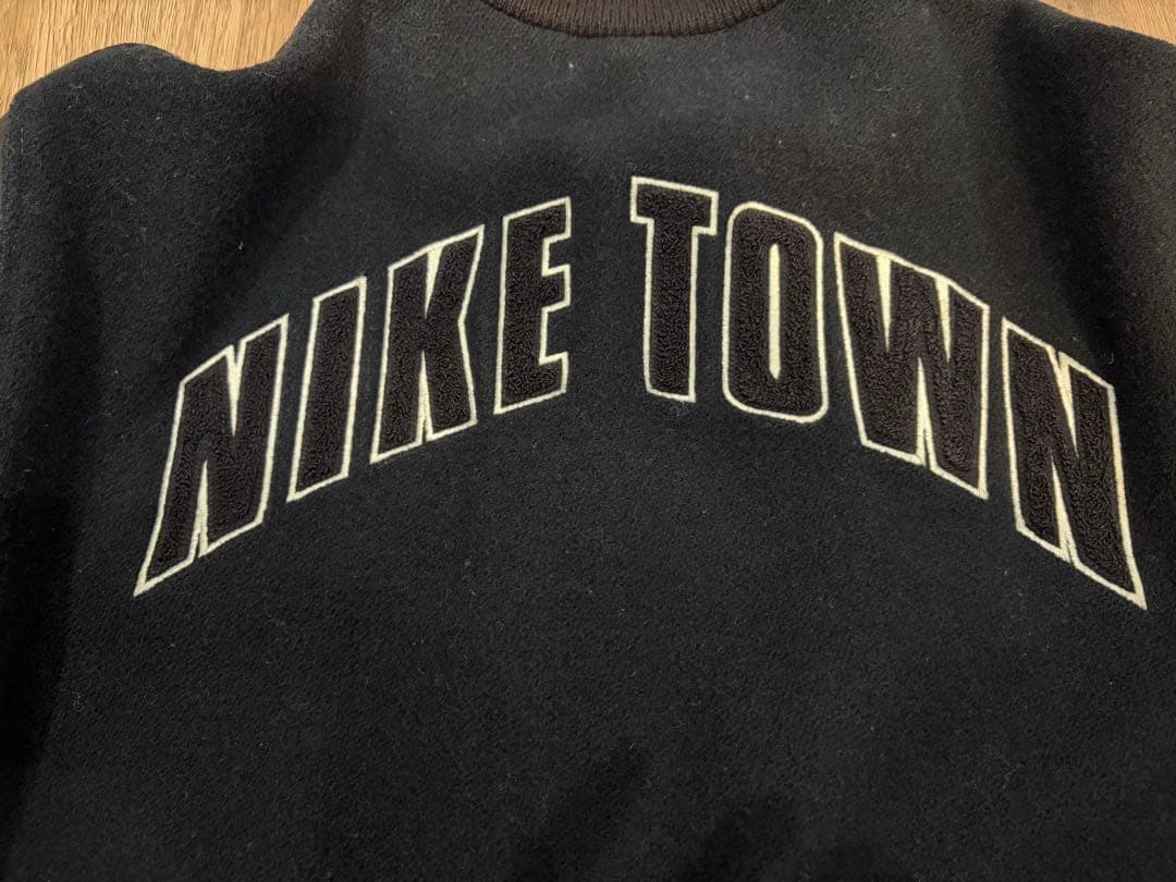 k*m様 希少 NIKE 90s 袖レザー スタジャン NIKE TOWN ブラ