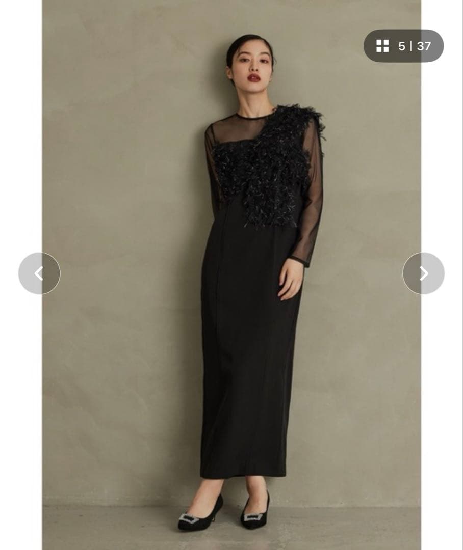 niana フリンジグリッターノットドレス