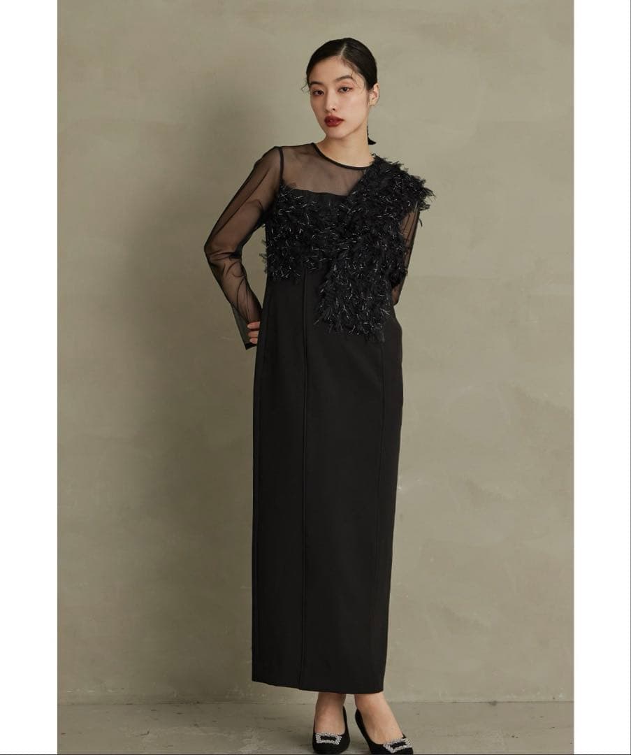 niana フリンジグリッターノットドレス