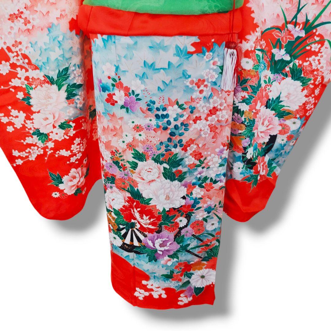 七五三 7歳 女の子 セット 正絹 昭和レトロ 金駒刺繍 牡丹 0706