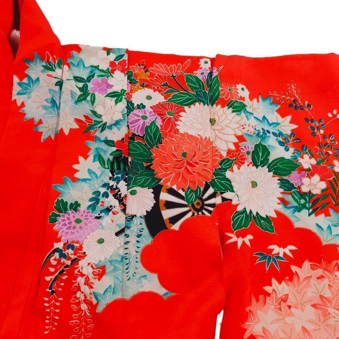 七五三 7歳 女の子 セット 正絹 昭和レトロ 金駒刺繍 牡丹 0706