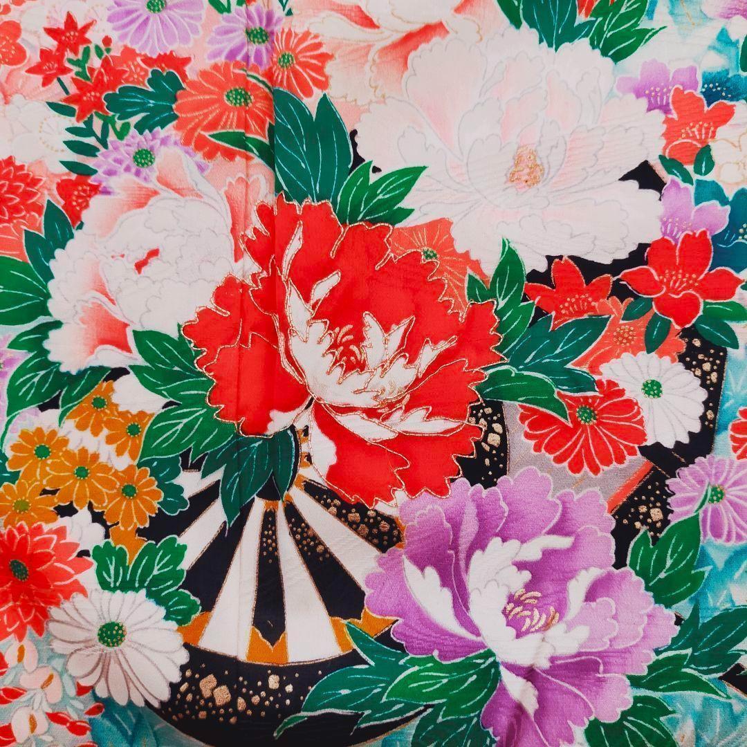 七五三 7歳 女の子 セット 正絹 昭和レトロ 金駒刺繍 牡丹 0706