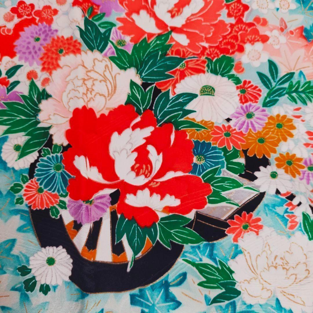 七五三 7歳 女の子 セット 正絹 昭和レトロ 金駒刺繍 牡丹 0706