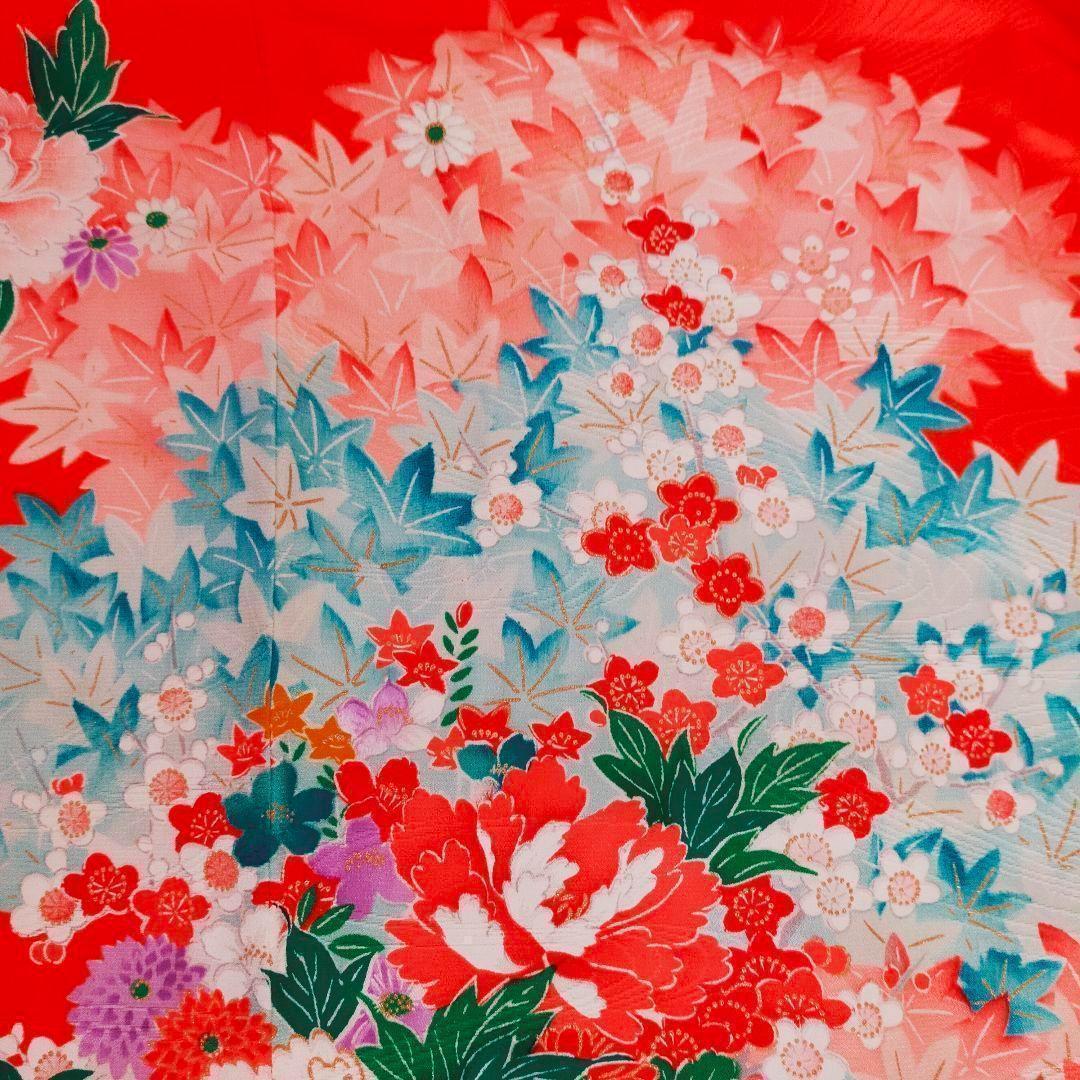 七五三 7歳 女の子 セット 正絹 昭和レトロ 金駒刺繍 牡丹 0706